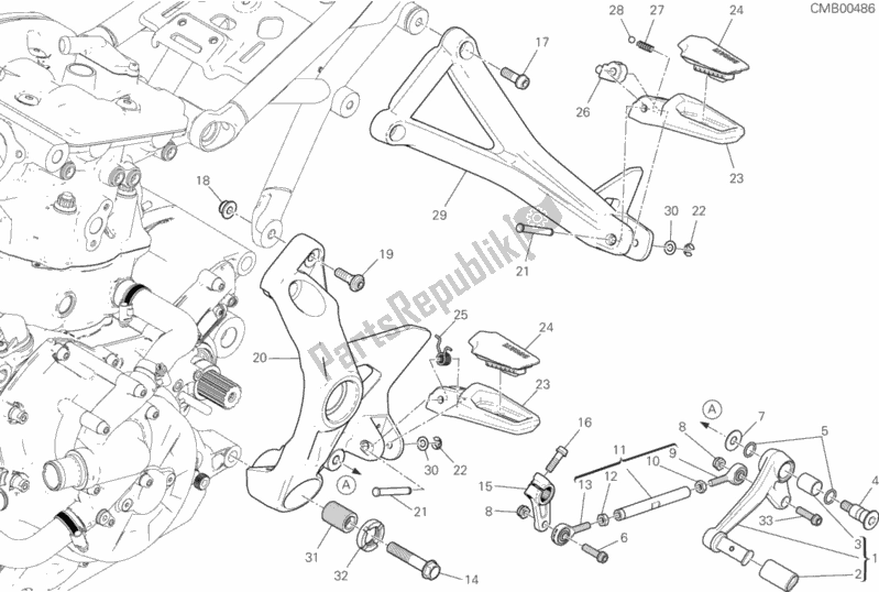 Tutte le parti per il Poggiapiedi, A Sinistra del Ducati Monster 821 USA 2020